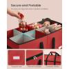 imageSONGMICS Christmas Figurine Storage Box for 15Inch Figurines and Nutcrackers Holiday Decor Organizer with Adjustable Dividers 8 Slots and 2 Pockets Dual Zippers Cherry Red URFB041R01Cherry Red