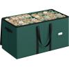 imageSONGMICS Christmas Ornament Storage Box 3 Inches 128 Slots Stackable Christmas Storage Container with Lid Dual Zippers Adjustable Dividers NonWoven Fabric Forest Green URFB039C01Forest Green