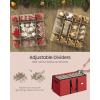 imageSONGMICS Christmas Ornament Storage Box 3 Inches 128 Slots Stackable Christmas Storage Container with Lid Dual Zippers Adjustable Dividers NonWoven Fabric Forest Green URFB039C01Cherry Red