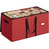 imageSONGMICS Christmas Ornament Storage Box 3 Inches 128 Slots Stackable Christmas Storage Container with Lid Dual Zippers Adjustable Dividers NonWoven Fabric Forest Green URFB039C01Cherry Red