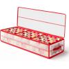 imageSONGMICS Christmas Ornament Storage Box 96 Slots of 3 Inches 38quot L x 132quot W x 69quot H Bauble Storage Box with Dividers Zippers Side Handles Under the Bed Sandy Gold URFB031A01Cherry Red