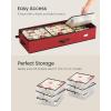 imageSONGMICS Christmas Ornament Storage Box 96 Slots of 3 Inches 38quot L x 132quot W x 69quot H Bauble Storage Box with Dividers Zippers Side Handles Under the Bed Sandy Gold URFB031A01Cherry Red