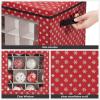 imageSONGMICS Christmas Ornament Storage Holds 192 Holiday Ornaments with Lid Adjustable Dividers 2 Handles Transparent Window Storage Boxes Containers for Bulbs Decorations Red URFB029R01