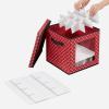 imageSONGMICS Christmas Ornament Storage Holds 192 Holiday Ornaments with Lid Adjustable Dividers 2 Handles Transparent Window Storage Boxes Containers for Bulbs Decorations Red URFB029R01