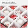 imageSONGMICS Christmas Ornament Storage Holds 192 Holiday Ornaments with Lid Adjustable Dividers 2 Handles Transparent Window Storage Boxes Containers for Bulbs Decorations Red URFB029R01