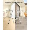 imageSONGMICS Clothes Drying Rack HeavyDuty Laundry Drying Rack 563937 Inches Extendable Foldable Freestanding Airer Stainless Steel for Indoor Outdoor Use Dove Gray ULLR903E01524787W