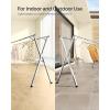 imageSONGMICS Clothes Drying Rack HeavyDuty Laundry Drying Rack 563937 Inches Extendable Foldable Freestanding Airer Stainless Steel for Indoor Outdoor Use Dove Gray ULLR903E01563937W