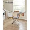 imageSONGMICS Clothes Drying Rack Metal Laundry Drying Rack Foldable SpaceSaving FreeStanding Airer with 2 Gullwings Indoor Outdoor Use Bed Linen Clothing White ULLR540W01Gray