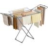 imageSONGMICS Clothes Drying Rack Metal Laundry Drying Rack Foldable SpaceSaving FreeStanding Airer with 2 Gullwings Indoor Outdoor Use Bed Linen Clothing White ULLR540W01Gray