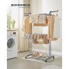 imageSONGMICS Clothes Drying Rack Stand 4Tier Foldable Laundry Drying Rack 681Inch Tall Steel Rolling Clothes Horses Dryer Rack Easy to Assemble Indoor Outdoor Use Dove Gray ULLR701G01Dove Gray