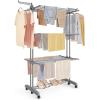 imageSONGMICS Clothes Drying Rack Stand 4Tier Foldable Laundry Drying Rack 681Inch Tall Steel Rolling Clothes Horses Dryer Rack Easy to Assemble Indoor Outdoor Use Dove Gray ULLR701G01Dove Gray