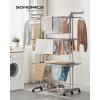 imageSONGMICS Clothes Drying Rack Stand 4Tier Foldable Laundry Drying Rack 681Inch Tall Steel Rolling Clothes Horses Dryer Rack Easy to Assemble Indoor Outdoor Use Dove Gray ULLR701G01Dove Gray
