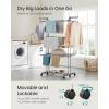 imageSONGMICS Clothes Drying Rack Stand 4Tier Foldable Laundry Drying Rack 681Inch Tall Steel Rolling Clothes Horses Dryer Rack Easy to Assemble Indoor Outdoor Use Dove Gray ULLR701G01Dove Gray