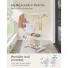 imageSONGMICS Clothes Drying Rack Stand 4Tier Foldable Laundry Drying Rack 681Inch Tall Steel Rolling Clothes Horses Dryer Rack Easy to Assemble Indoor Outdoor Use Dove Gray ULLR701G01White  White