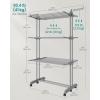 imageSONGMICS Clothes Drying Rack Stand 4Tier Foldable Laundry Drying Rack 681Inch Tall Steel Rolling Clothes Horses Dryer Rack Easy to Assemble Indoor Outdoor Use Dove Gray ULLR701G01Dove Gray