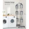 imageSONGMICS Clothes Drying Rack Stand 4Tier Foldable Laundry Drying Rack 681Inch Tall Steel Rolling Clothes Horses Dryer Rack Easy to Assemble Indoor Outdoor Use Dove Gray ULLR701G01Dove Gray