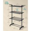 imageSONGMICS Clothes Drying Rack Stand 4Tier Foldable Laundry Drying Rack 681Inch Tall Steel Rolling Clothes Horses Dryer Rack Easy to Assemble Indoor Outdoor Use Dove Gray ULLR701G01Black