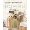imageSONGMICS Clothes Drying Rack WallMounted Drying Rack Clothing Small Accordion Laundry Rack 9 Staggered Hanging Rods Expandable and Retractable Cloud White ULLR802W01Cloud White