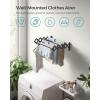 imageSONGMICS Clothes Drying Rack WallMounted Drying Rack Clothing Small Accordion Laundry Rack 9 Staggered Hanging Rods Expandable and Retractable Cloud White ULLR802W01Ink Black
