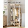 imageSONGMICS Clothes Rack Iron and Wood Wardrobe Closet Organizer Heavy Duty Garment Rack with Hanging Rods Closet Shelves Removable Hooks 157 x 372 x 709 Inches Rustic Brown URGR004B01Natural Beige