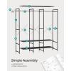 imageSONGMICS Clothes Rack Iron and Wood Wardrobe Closet Organizer Heavy Duty Garment Rack with Hanging Rods Closet Shelves Removable Hooks 157 x 372 x 709 Inches Rustic Brown URGR004B01Black