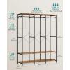 imageSONGMICS Clothes Rack Iron and Wood Wardrobe Closet Organizer Heavy Duty Garment Rack with Hanging Rods Closet Shelves Removable Hooks 157 x 372 x 709 Inches Rustic Brown URGR004B01Rustic Brown