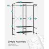imageSONGMICS Clothes Rack Iron and Wood Wardrobe Closet Organizer Heavy Duty Garment Rack with Hanging Rods Closet Shelves Removable Hooks 157 x 372 x 709 Inches Rustic Brown URGR004B01Black