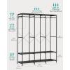 imageSONGMICS Clothes Rack Iron and Wood Wardrobe Closet Organizer Heavy Duty Garment Rack with Hanging Rods Closet Shelves Removable Hooks 157 x 372 x 709 Inches Rustic Brown URGR004B01Black