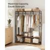 imageSONGMICS Clothes Rack Iron and Wood Wardrobe Closet Organizer Heavy Duty Garment Rack with Hanging Rods Closet Shelves Removable Hooks 157 x 372 x 709 Inches Rustic Brown URGR004B01Rustic Brown