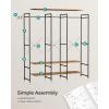 imageSONGMICS Clothes Rack Iron and Wood Wardrobe Closet Organizer Heavy Duty Garment Rack with Hanging Rods Closet Shelves Removable Hooks 157 x 372 x 709 Inches Rustic Brown URGR004B01Rustic Brown