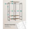imageSONGMICS Clothes Rack Iron and Wood Wardrobe Closet Organizer Heavy Duty Garment Rack with Hanging Rods Closet Shelves Removable Hooks 157 x 372 x 709 Inches Rustic Brown URGR004B01Rustic Brown
