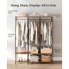imageSONGMICS Clothes Rack Iron and Wood Wardrobe Closet Organizer Heavy Duty Garment Rack with Hanging Rods Closet Shelves Removable Hooks 157 x 372 x 709 Inches Rustic Brown URGR004B01Rustic Brown