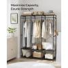 imageSONGMICS Clothes Rack Iron and Wood Wardrobe Closet Organizer Heavy Duty Garment Rack with Hanging Rods Closet Shelves Removable Hooks 157 x 372 x 709 Inches Rustic Brown URGR004B01Black