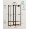 imageSONGMICS Clothes Rack Iron and Wood Wardrobe Closet Organizer Heavy Duty Garment Rack with Hanging Rods Closet Shelves Removable Hooks 157 x 372 x 709 Inches Rustic Brown URGR004B01Rustic Brown