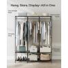 imageSONGMICS Clothes Rack Iron and Wood Wardrobe Closet Organizer Heavy Duty Garment Rack with Hanging Rods Closet Shelves Removable Hooks 157 x 372 x 709 Inches Rustic Brown URGR004B01Black