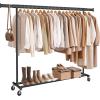 imageSONGMICS Clothes Rack with Wheels HeavyDuty Clothing Rack for Hanging Clothes Portable 177 x 36252 x 636 Inches with Extendable Rail 220 lb Load Capacity Black UHSR13BKV1Black