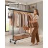 imageSONGMICS Clothes Rack with Wheels HeavyDuty Clothing Rack for Hanging Clothes Portable 177 x 36252 x 636 Inches with Extendable Rail 220 lb Load Capacity Black UHSR13BKV1Black