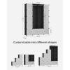 imageSONGMICS Cube Storage Organzier Portable Wardrobe Closet 12 Cubes DIY Plastic Armoire Cabinet Modular Shelves Unit with Doors and Hanging Rods for Bedroom Black ULPC301B01