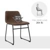 imageSONGMICS Dining Chairs Set of 2 MidCentury Modern Kitchen Chairs with Backrest Metal Legs Comfortable Wide Seat Synthetic Leather Cover Load Capacity 264 lb Retro Brown and Black ULDC091K01