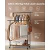 imageSONGMICS DoubleRod Clothes Rack with Wheels 388 Inches Garment Rack with Shelf for Hanging Clothes Loads up to 220 lb for Bedroom Closet Rustic Brown and Ink Black UHSR152B01Black