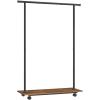 imageSONGMICS DoubleRod Clothes Rack with Wheels 388 Inches Garment Rack with Shelf for Hanging Clothes Loads up to 220 lb for Bedroom Closet Rustic Brown and Ink Black UHSR152B01Black