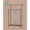 imageSONGMICS DoubleRod Clothes Rack with Wheels 388 Inches Garment Rack with Shelf for Hanging Clothes Loads up to 220 lb for Bedroom Closet Rustic Brown and Ink Black UHSR152B01Black