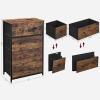 imageSONGMICS Drawer Dresser Storage Dresser Tower with 5 Fabric Drawers Wooden Front and Top Industrial Style Dresser Unit for Living Room Hallway Nursery Brown and Black ULGS45HRustic Brown