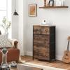 imageSONGMICS Drawer Dresser Storage Dresser Tower with 5 Fabric Drawers Wooden Front and Top Industrial Style Dresser Unit for Living Room Hallway Nursery Brown and Black ULGS45HRustic Brown
