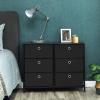 imageSONGMICS Dresser Storage Unit with 6 Easy Pull Fabric Drawers Dresser Drawer Organizer Unit with Metal Frame Wooden Tabletop for Closet Black ULTS23HBlack