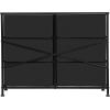 imageSONGMICS Dresser Storage Unit with 6 Easy Pull Fabric Drawers Dresser Drawer Organizer Unit with Metal Frame Wooden Tabletop for Closet Black ULTS23HBlack
