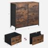 imageSONGMICS Dresser Storage Unit with 6 Easy Pull Fabric Drawers Dresser Drawer Organizer Unit with Metal Frame Wooden Tabletop for Closet Black ULTS23HBrown  Black