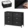 imageSONGMICS Dresser Storage Unit with 6 Easy Pull Fabric Drawers Dresser Drawer Organizer Unit with Metal Frame Wooden Tabletop for Closet Black ULTS23HBlack