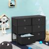 imageSONGMICS Dresser Storage Unit with 6 Easy Pull Fabric Drawers Dresser Drawer Organizer Unit with Metal Frame Wooden Tabletop for Closet Black ULTS23HBlack