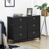 imageSONGMICS Dresser Storage Unit with 6 Easy Pull Fabric Drawers Dresser Drawer Organizer Unit with Metal Frame Wooden Tabletop for Closet Black ULTS23HBlack